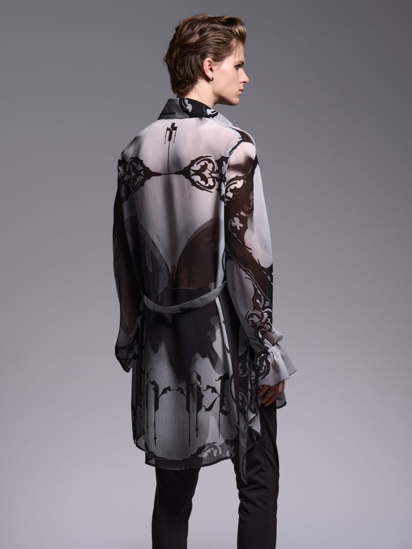 【予約品 1月4日(日) 締切】Gather Sleeve Shirt / ギャザースリーブシャツ / ブラック&グレー