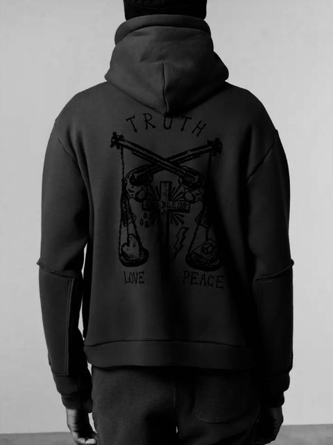 SWEAT HOODIE FLOCKY / スウェット フーディ フロッキープリント / ブラック