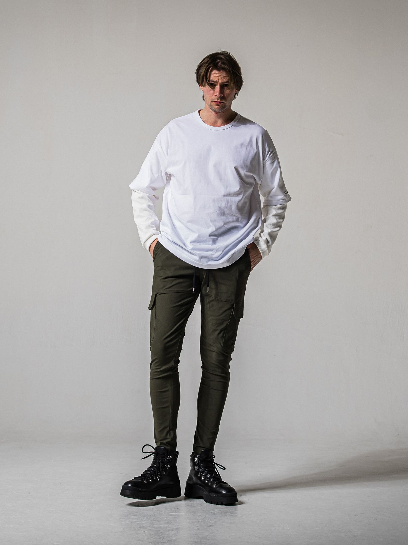 【予約品 11月16日(日) 締切】DARREL CARGO PT / ダレル ナイロンカーゴパンツ / カーキ×ブラック