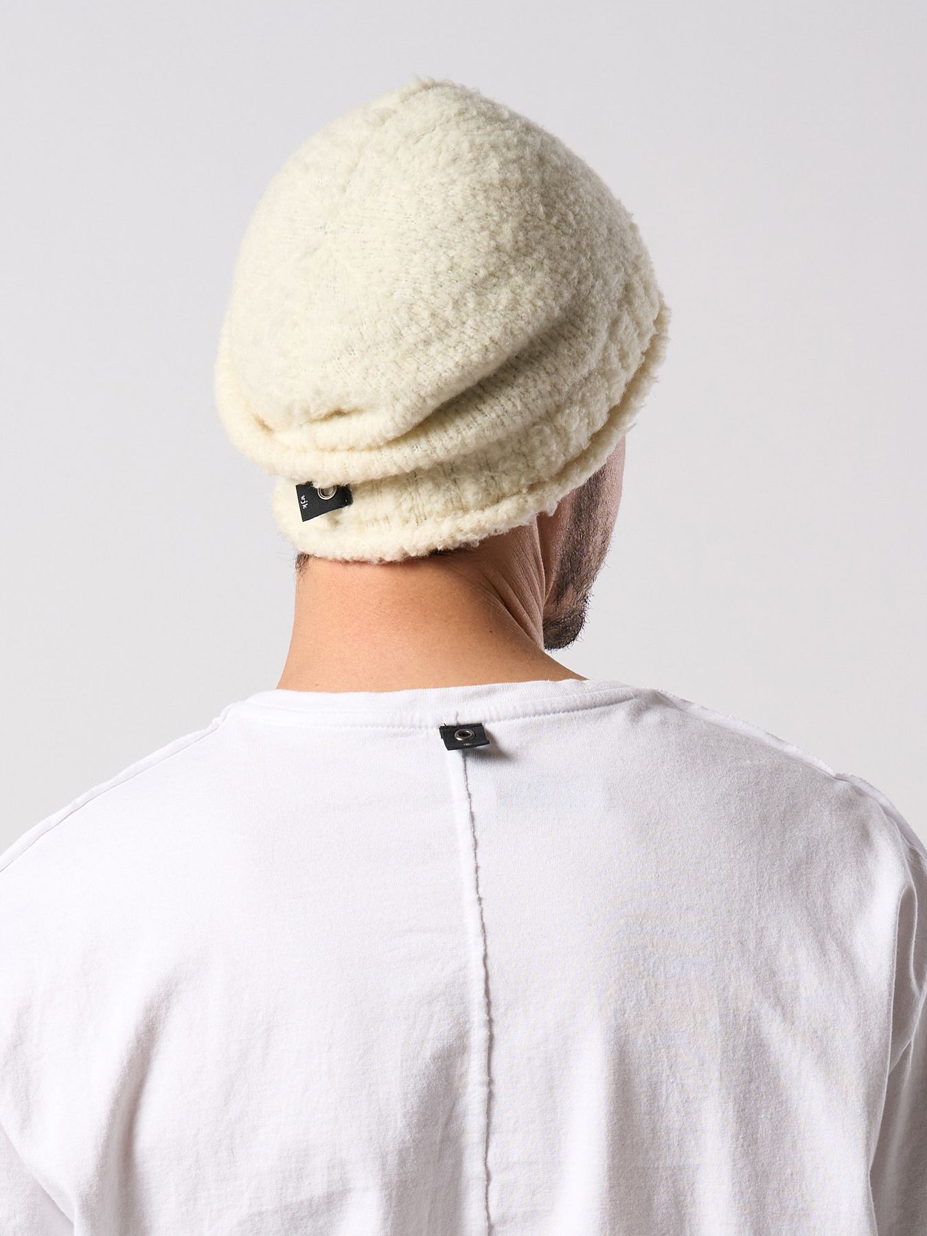 【予約品 4月19日(日) 18時締切】fancy yarn roll beanie / バルーン型ニットキャップ / ホワイト