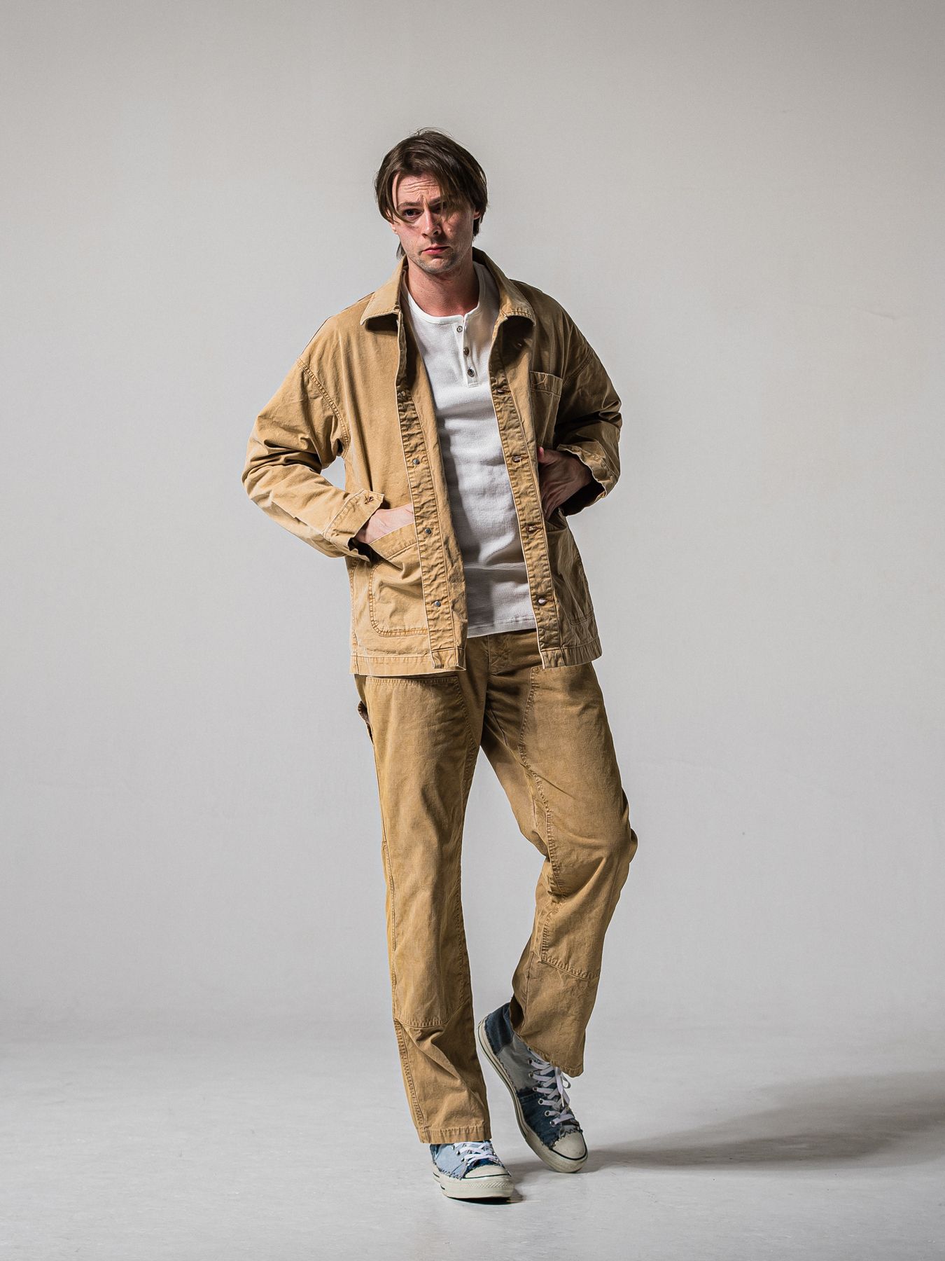 【予約品 11月16日(日) 締切】WAFFLE HENRY / ワッフルサーマル ヘンリーネック / ホワイト