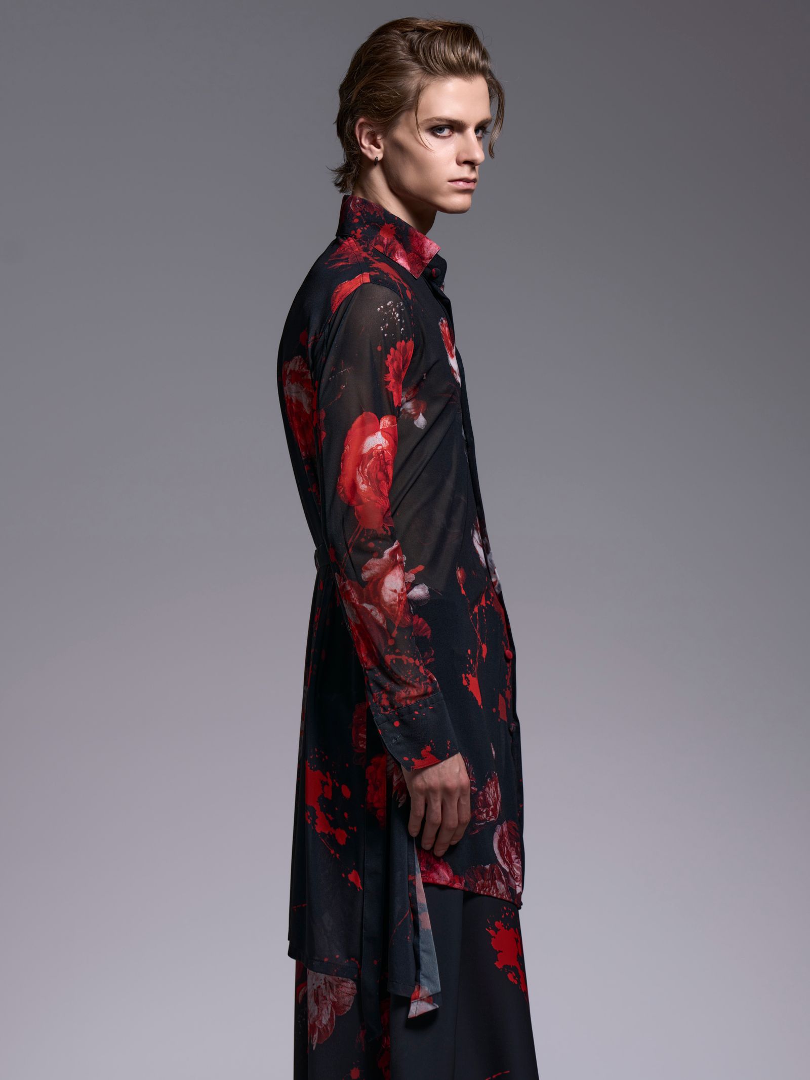 【予約品 1月4日(日) 締切】Flare Shirt / フレアシャツ / ブラックフローラ