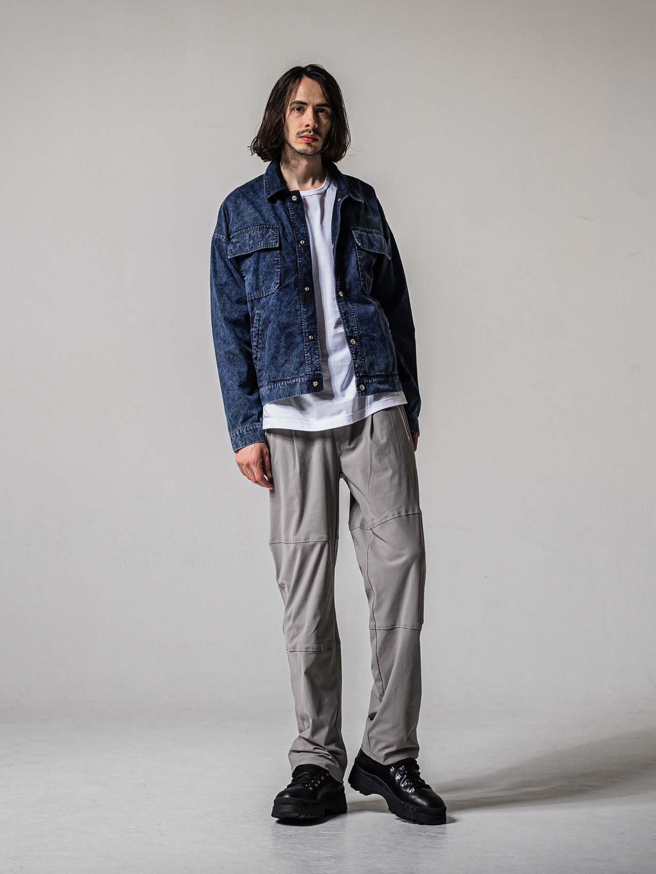 【予約品 11月16日(日) 締切】JONSON LINE WIDE PT / ジョンソン ライン ワイドパンツ / グレー×ホワイト