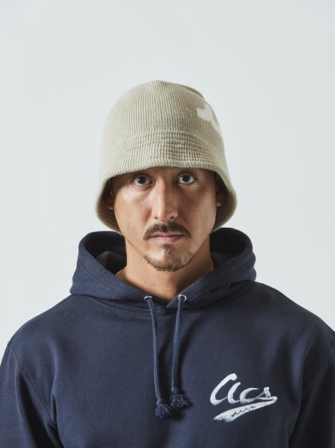 (予約品)  muta WAVE Logo Knit Bucket Hat / バケットキャップ / ベージュ 【Acanthus×muta】 10月上旬頃入荷予定