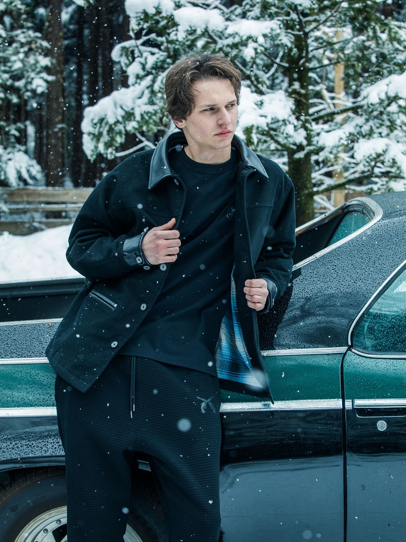 【予約品 3月9日(月) 18:00 締切】MOLESKIN JKT CRY / クリスタルクロスガン モールスキン ジャケット / ブラック