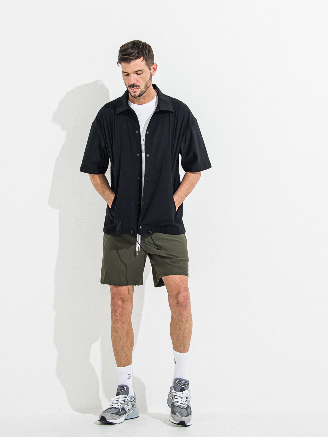 【予約品】NYLON HALF COACH JACKET / ナイロンハーフコーチジャケット / ブラック