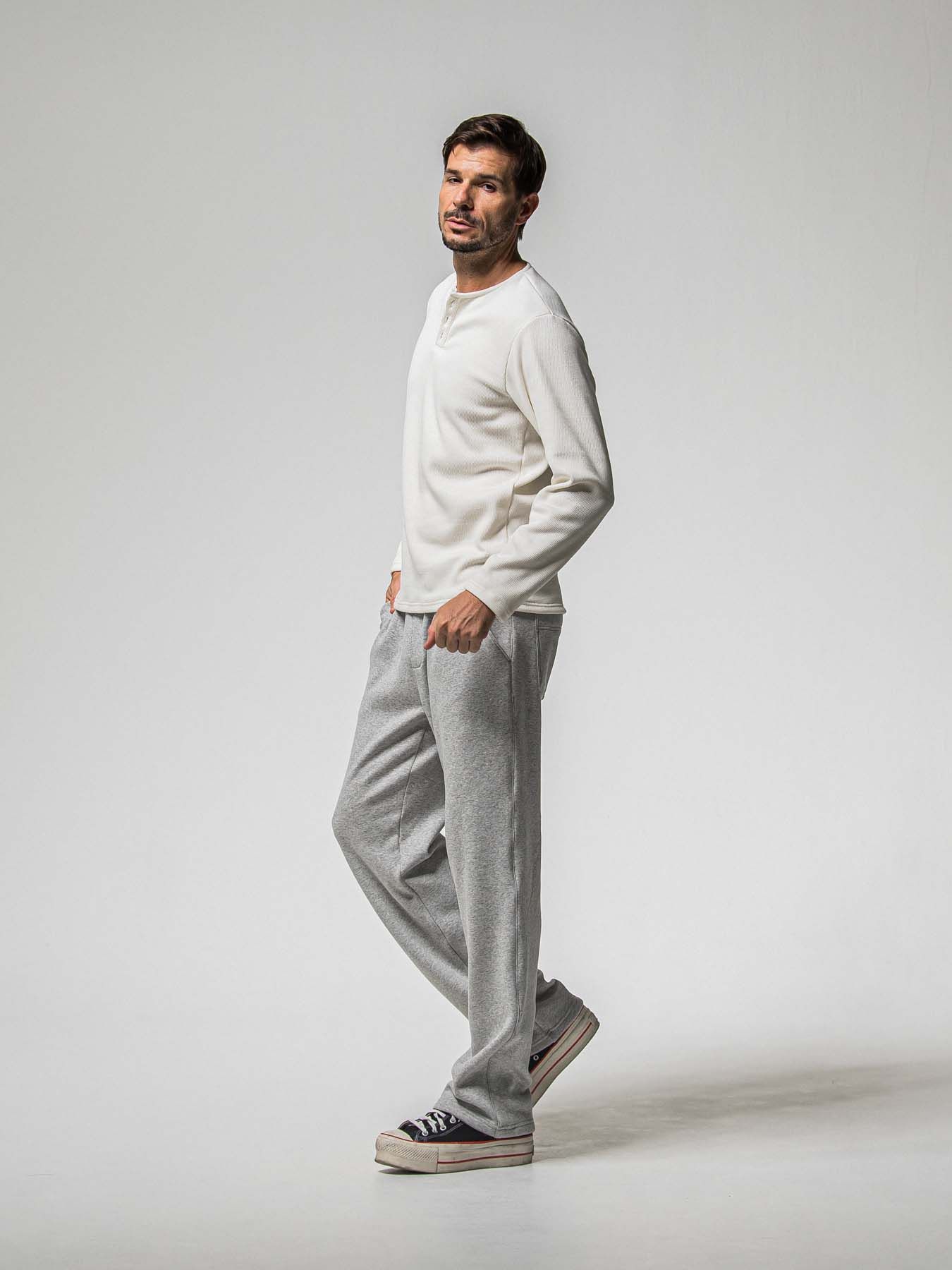 【予約品 8月31日(日) 締切】 VELOURS FLEECE WIDE TUCK PANTS / ベロアフリース ワイドタックパンツ / グレー