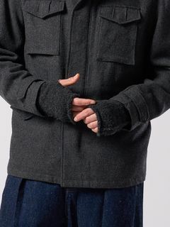 【予約品 4月19日(日) 18時締切】fancy yarn knit hand warmer / ニットハンドウォーマー / チャコール