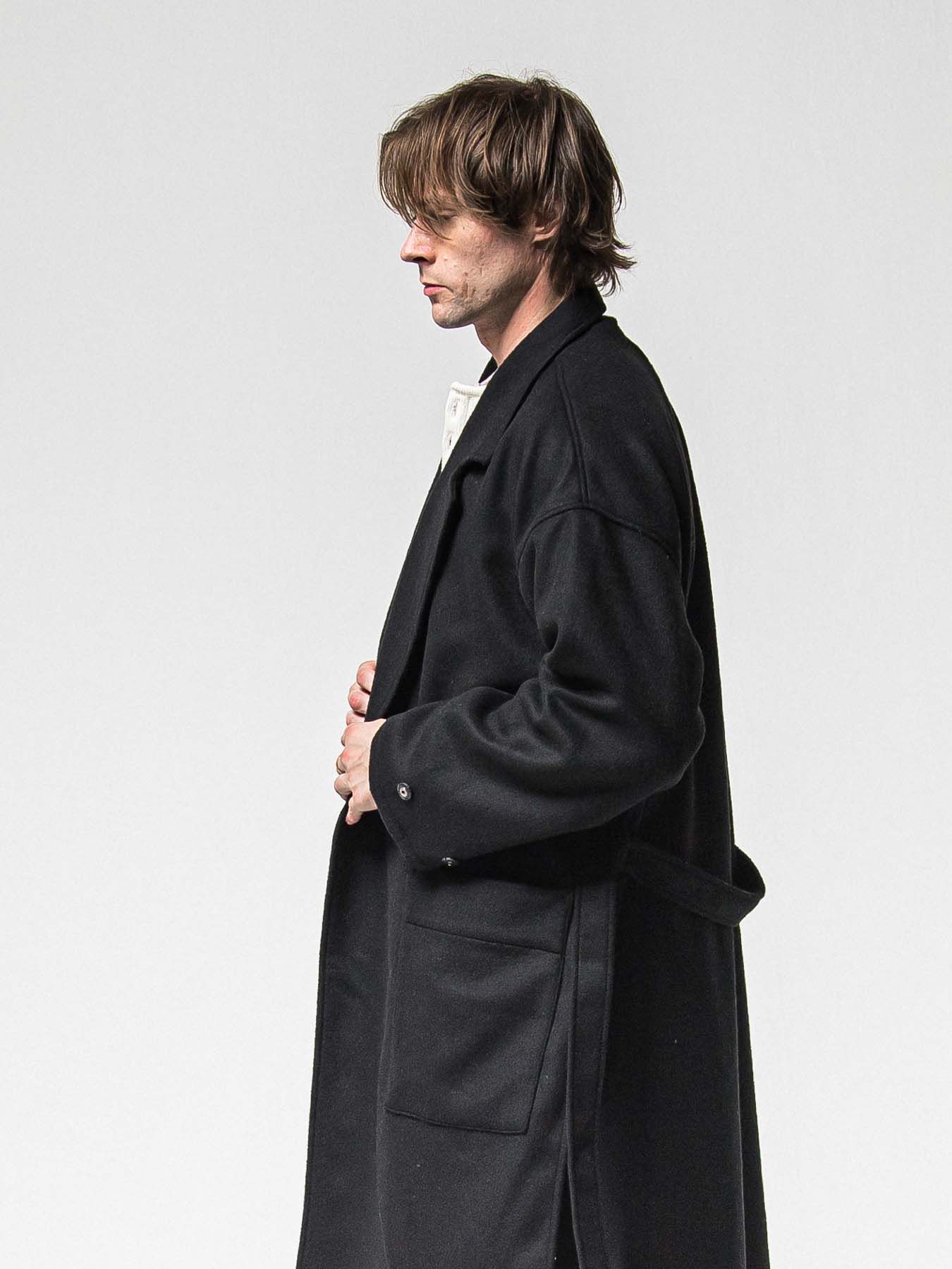 【予約品 】GOWN OVER COAT / ガウンオーバーコート / ブラック