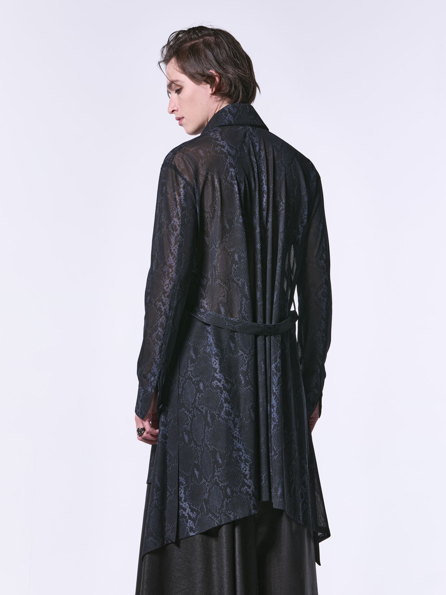 《予約品1月13日 10時締め》 FlareShirt / メッシュフレアシャツ / ブラックパイソン