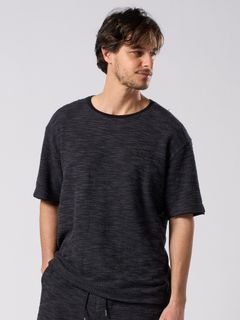 【予約品 1月25日(日) 締切】muta × wjk collection：knit jacquard relax S/S / ニットジャガード リラックスショートスリーブ / ブラック