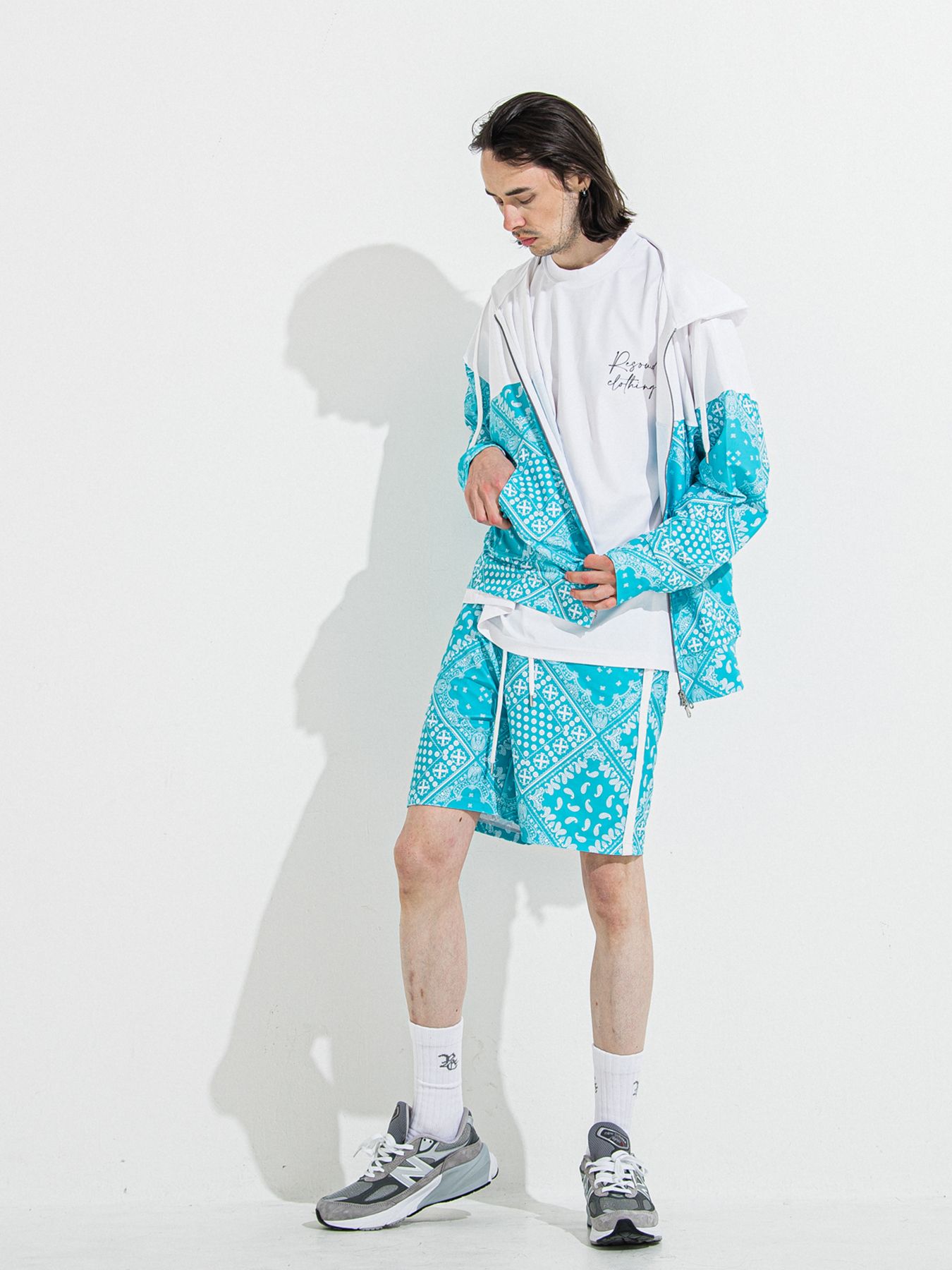 【予約品 】RASH SHORTS / ラッシュガード ショーツ / バンダナブルーグリーン