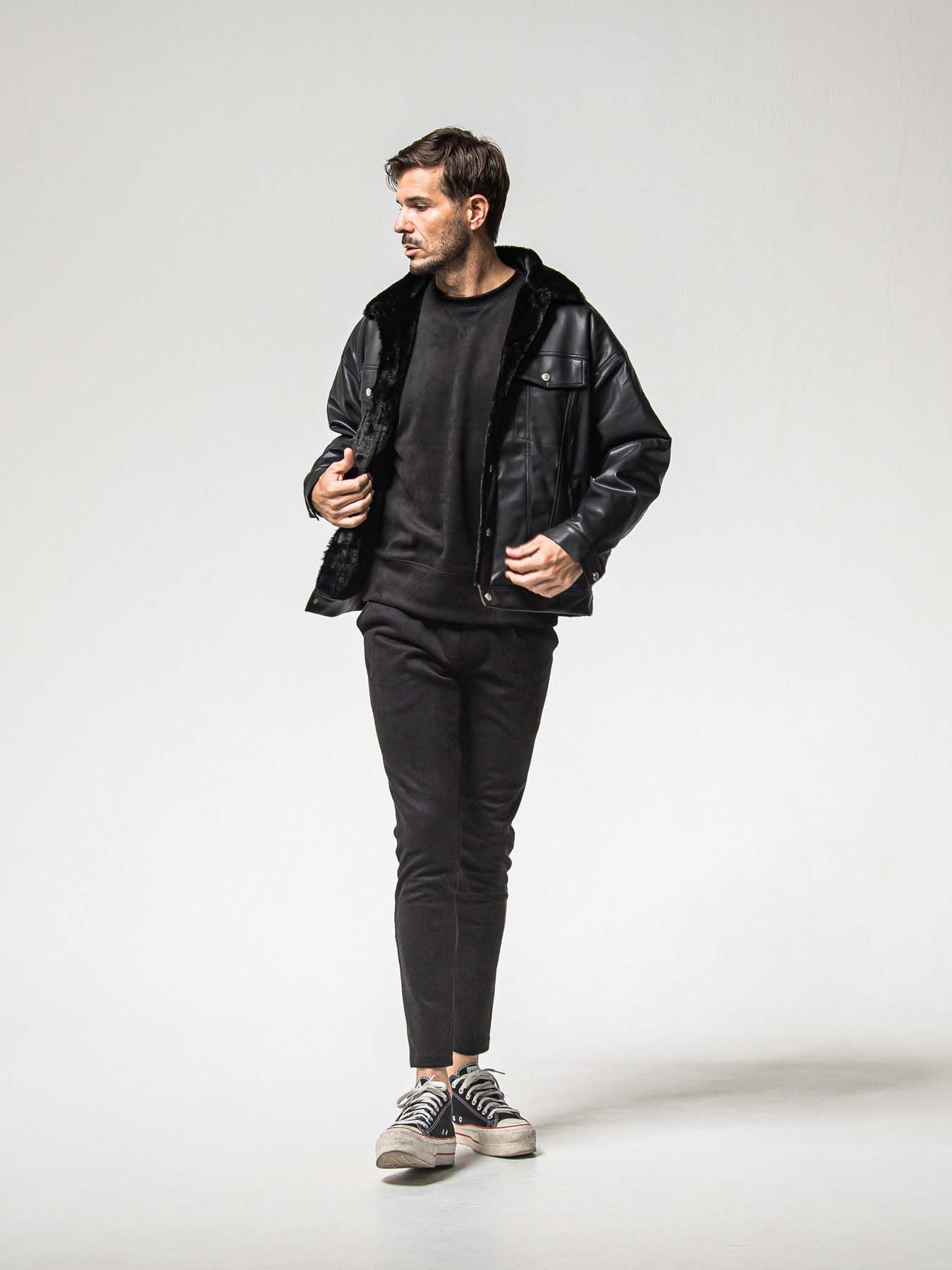 【予約品 8月31日(日) 締切】CHRIS EASY SUEDE TUCK PANTS / クリス イージー スウェードタックパンツ / ブラック