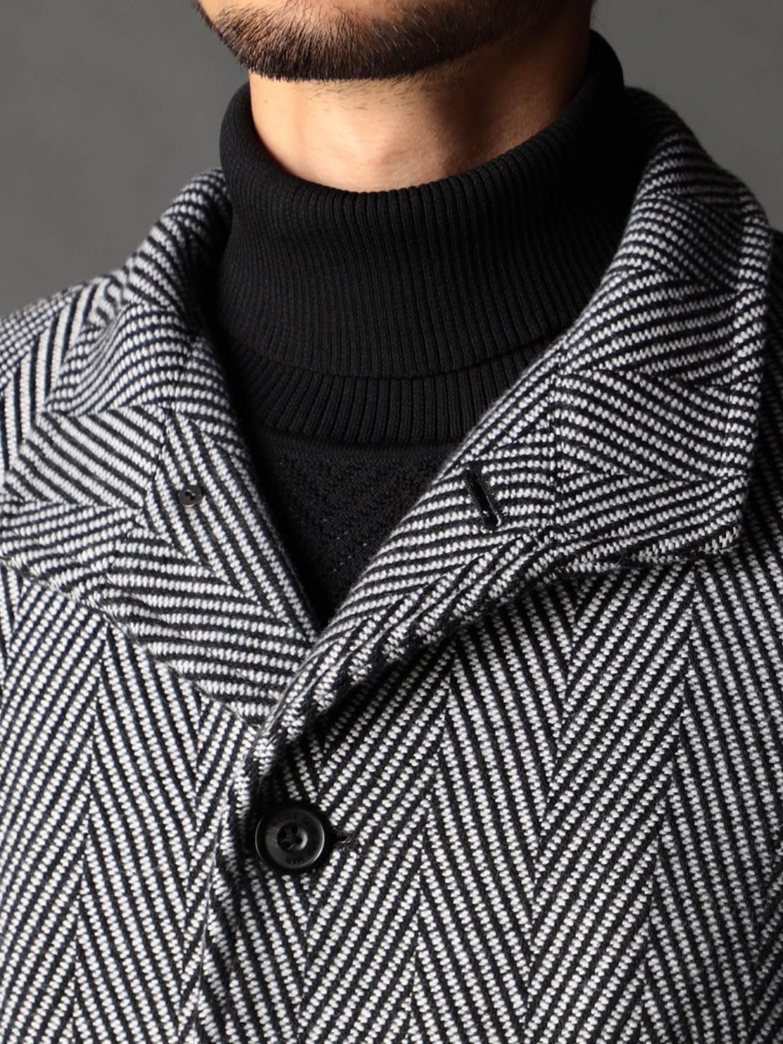 アラカルトハイブリットメルトン スタンドコート ヘリンボーン 【NICOLE CLUB FOR MEN】