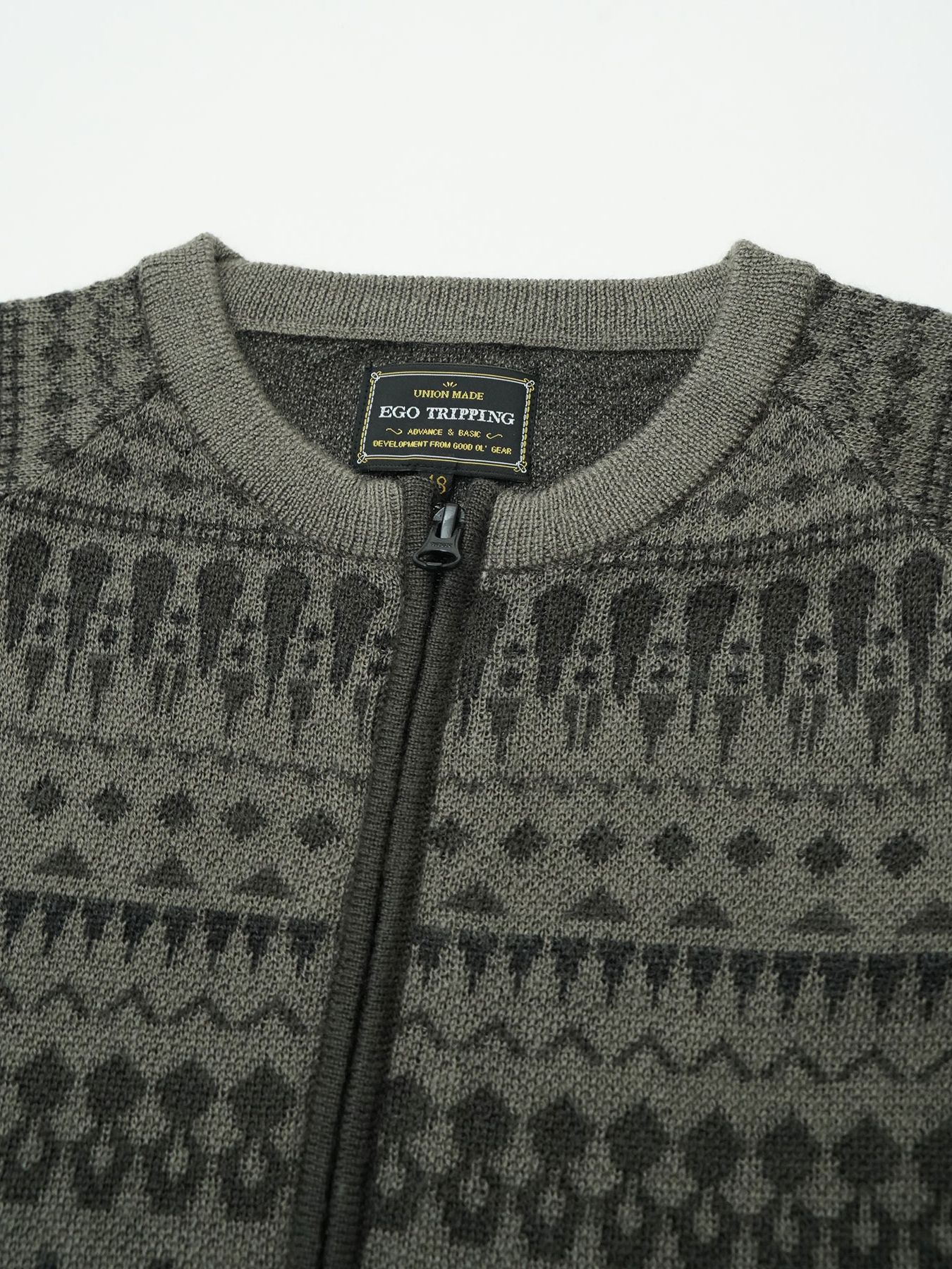 【予約品 】ARROWKNIT / ジャガードニットカーディガン / チャコール×SD系