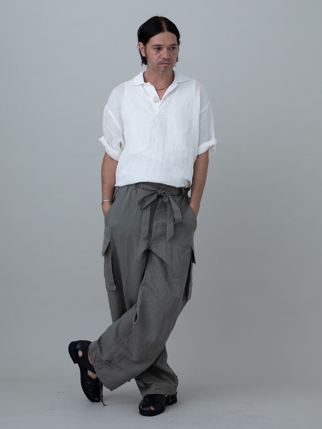 【予約品 11月23日(日) 締切】LINENSHEER POLO / リネン ポロシャツ / WHITE