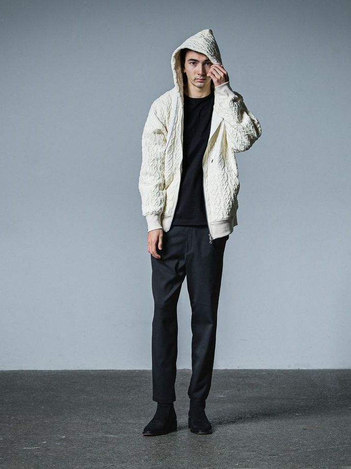 《予約品》 cable drop zip hoodie / パーカー / ホワイト