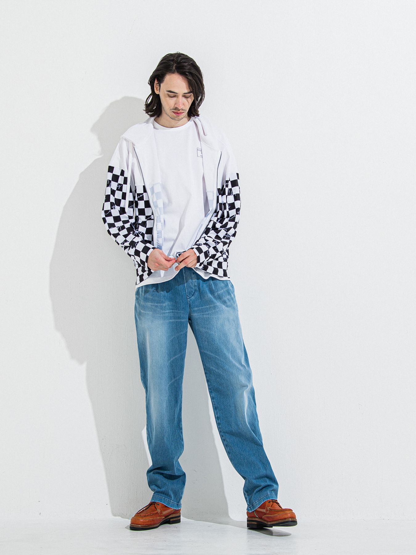 【予約品 】RASH OVER ZIPUP HOODIE / ラッシュガード オーバーサイズジップアップパーカー / チェッカーフラッグ