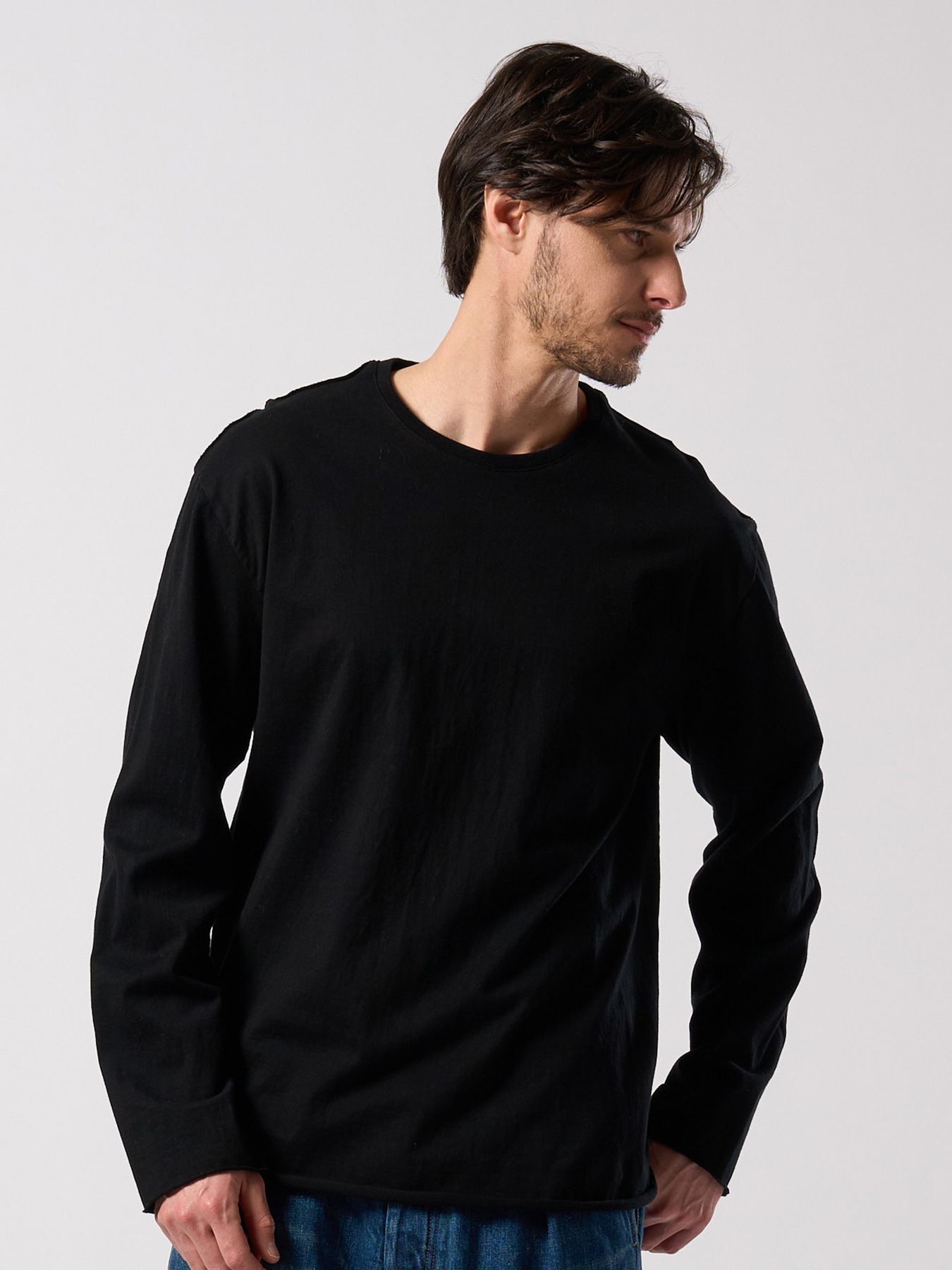 【予約品 4月19日(日) 18時締切】cut-off crew-neck L/S / カットオフ クルーネック ロングスリーブ / ディープブラック