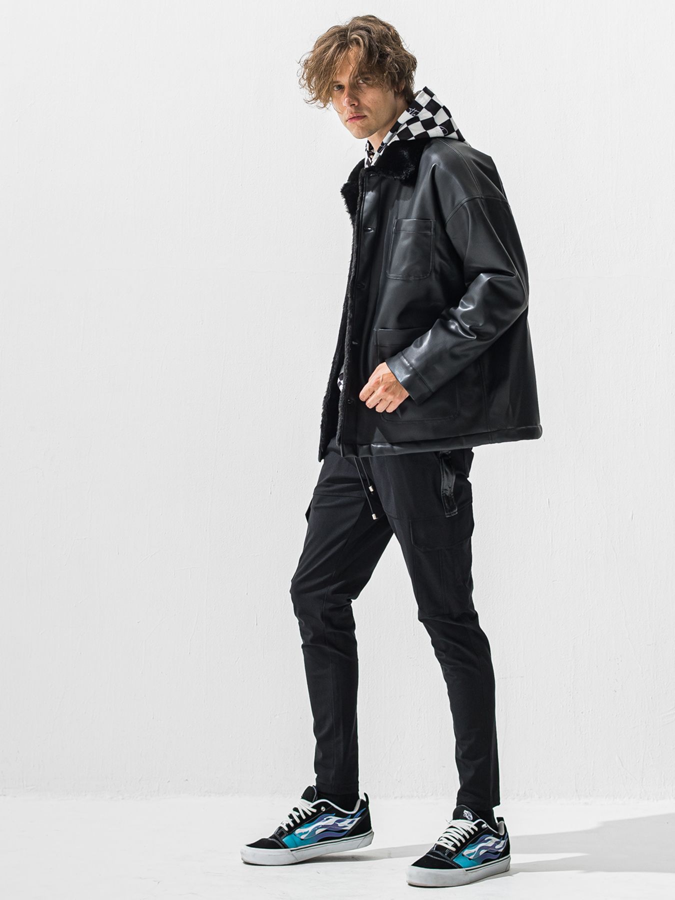 【予約品】DARRELL HEAT CARGO PT / 裏起毛 カーゴラインパンツ / ブラック
