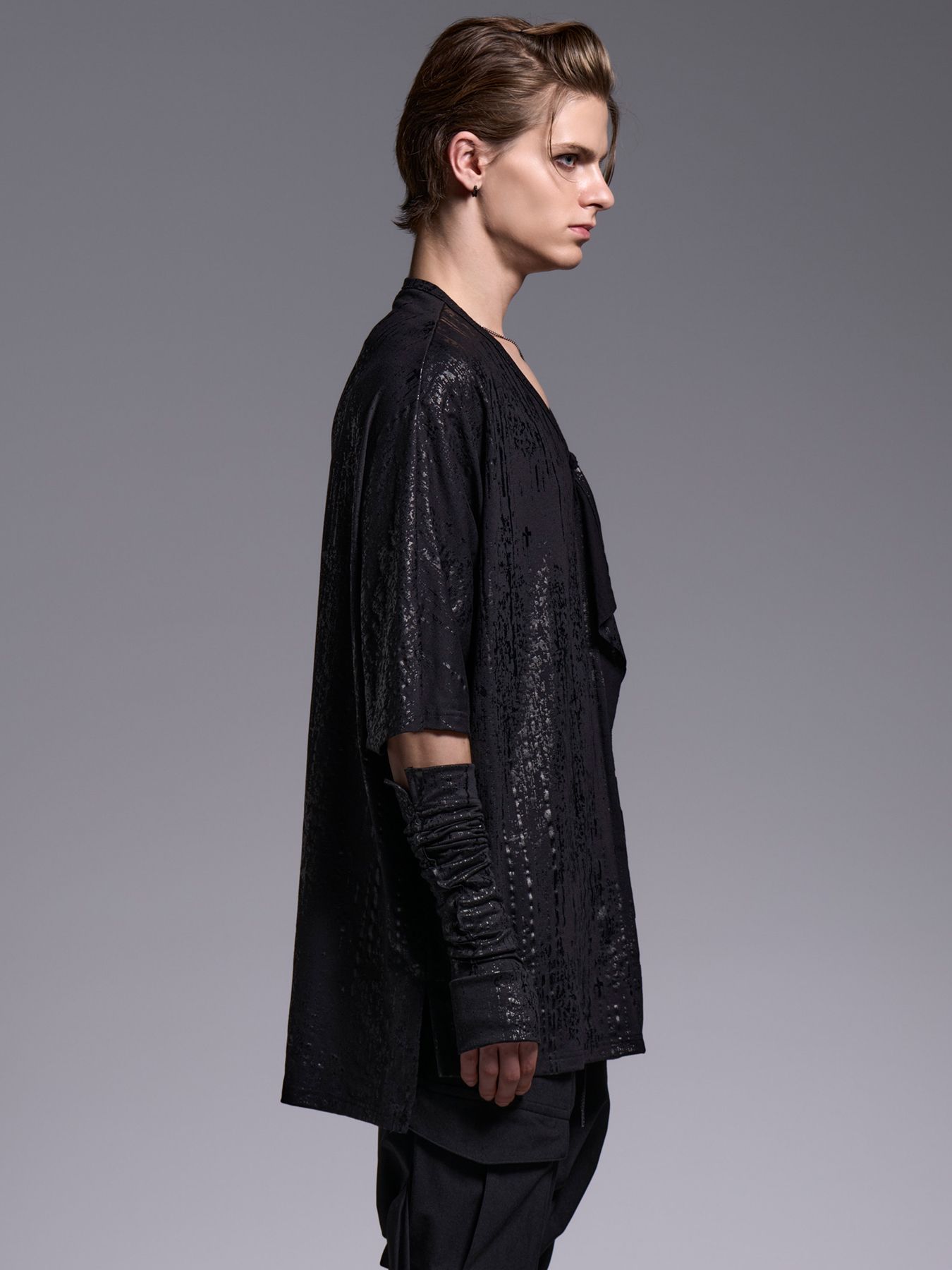 【予約品 1月4日(日) 締切】Dolman Single Frill-T / ドルマンスリーブ シングルフリルTシャツ / ブラック