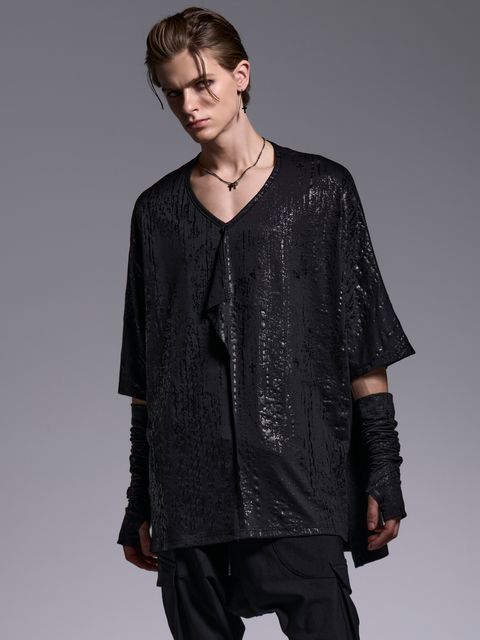 【予約品 1月4日(日) 締切】Dolman Single Frill-T / ドルマンスリーブ シングルフリルTシャツ / ブラック