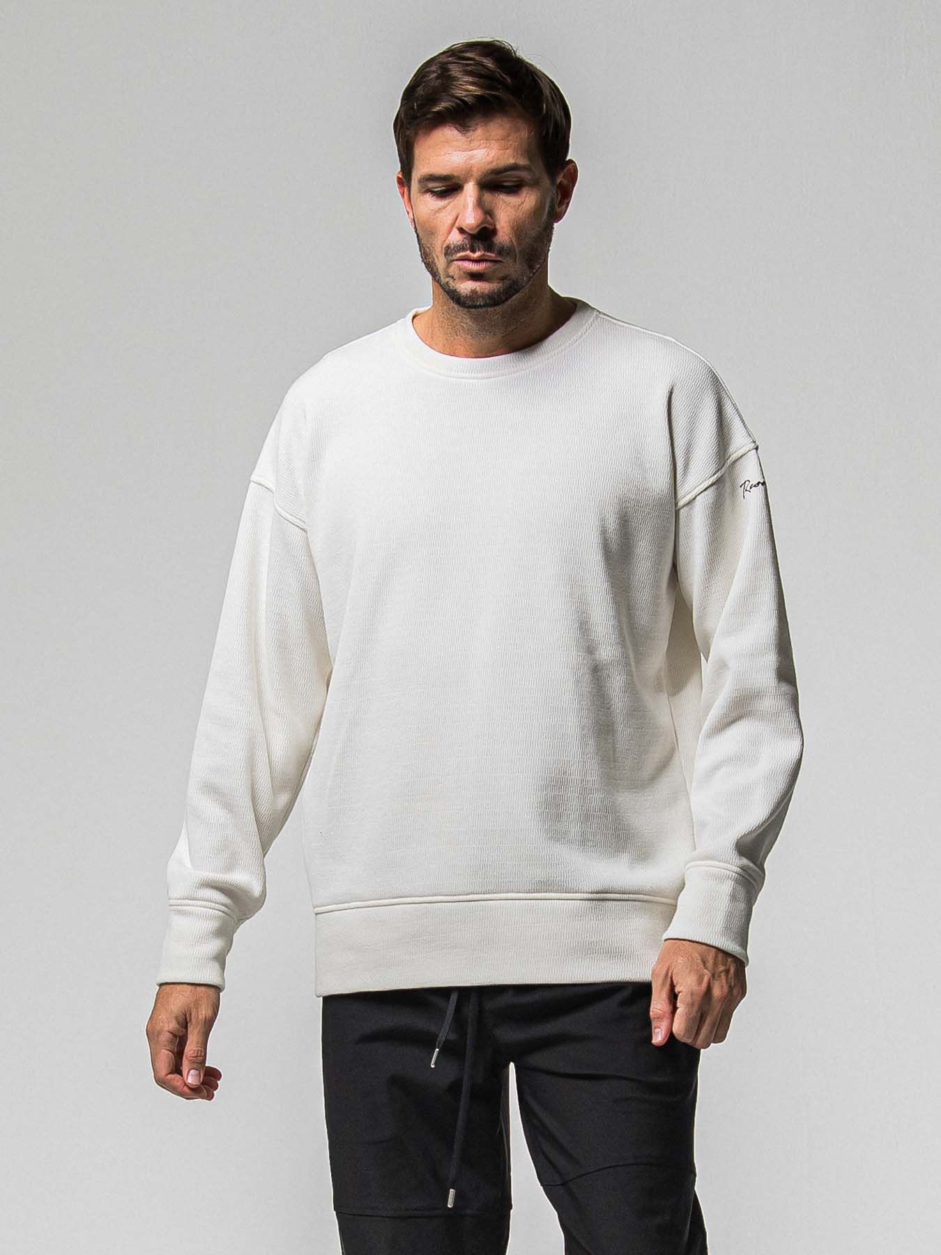【予約品 8月31日(日) 締切】VELOURS FLEECE THERMAL LOOSE TRAINER / ベロアフリース サーマル ルーズトレーナー / ホワイト