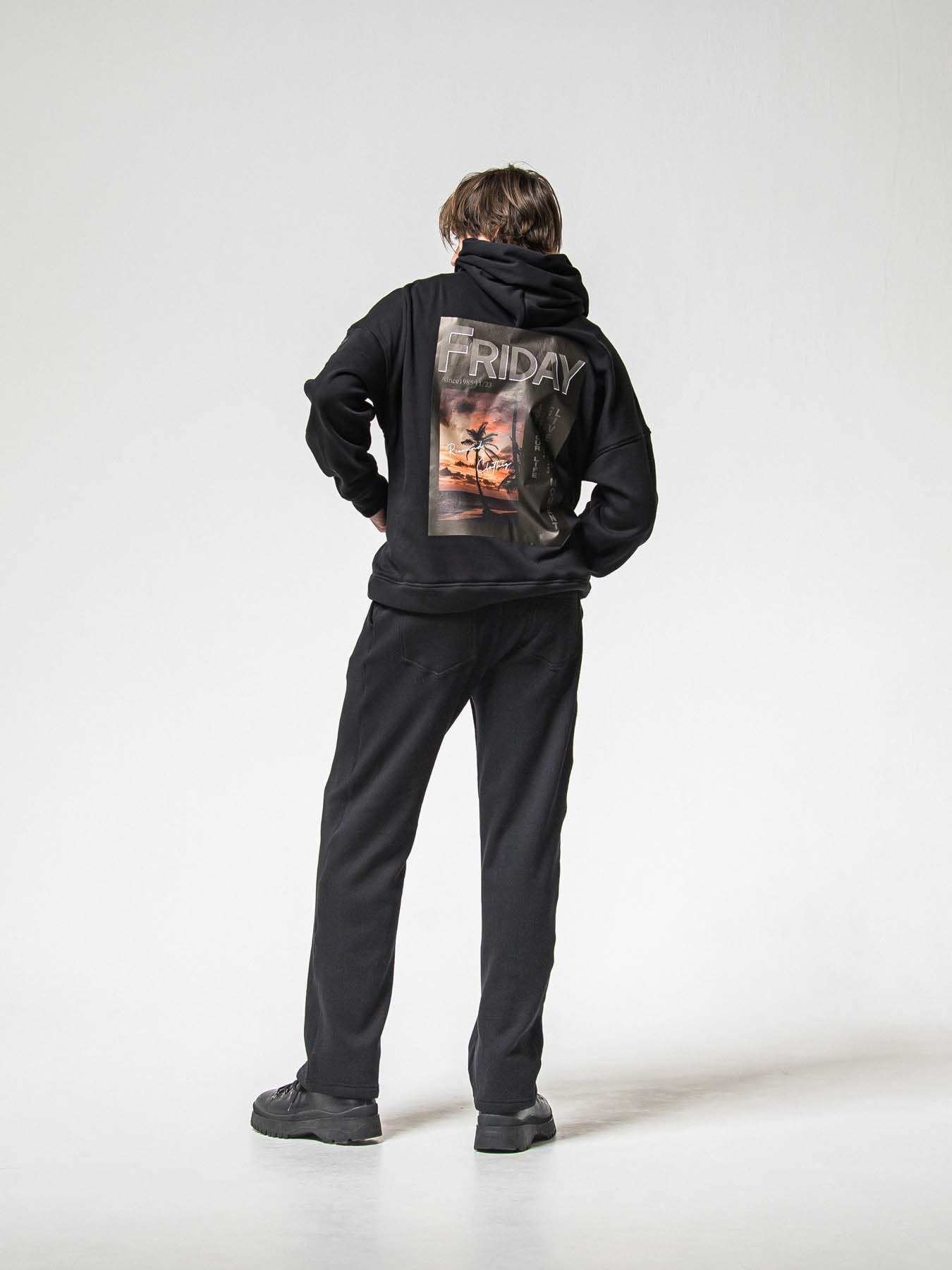 【予約品 8月31日(日) 締切】FRIDAY OLD COVER VEROURS FLEECE HOODIE / FRIDAYコラボ オールドカバー ベロアフリース フーディ / ブラック