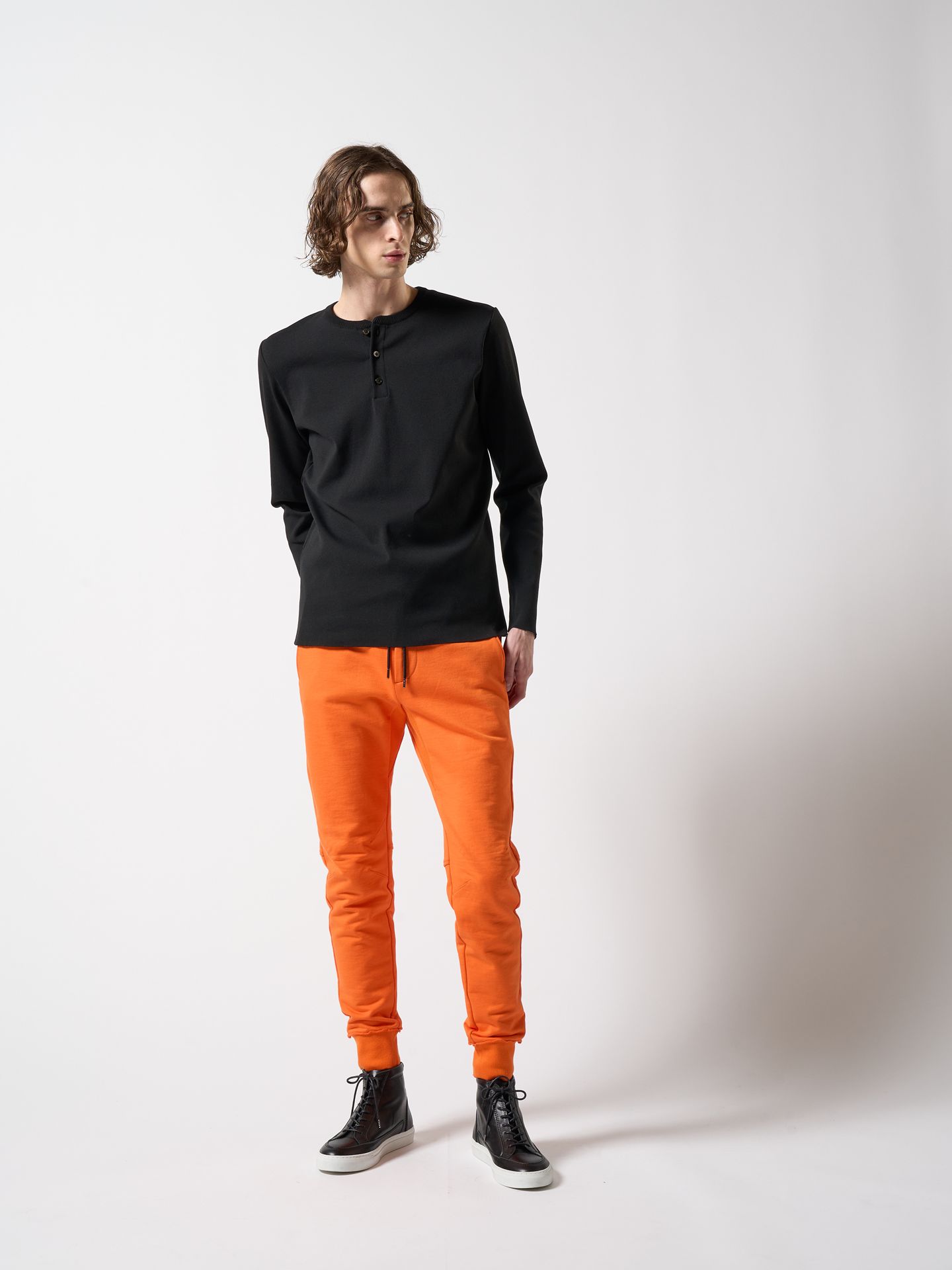 【予約品】 basic rib sweat pants / スウェットパンツ / オレンジ
