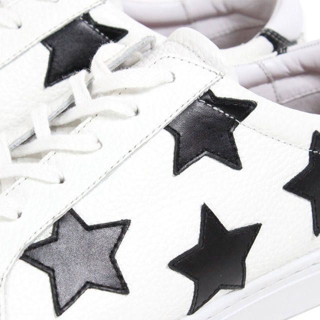 STARデザイン レザースニーカー / 3030WHITE/BLACK