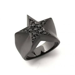 STAR PAVES PINKY RING/MATTE BLACK DIAMOND