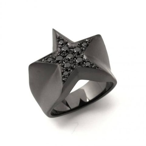 STAR PAVES PINKY RING/MATTE BLACK DIAMOND