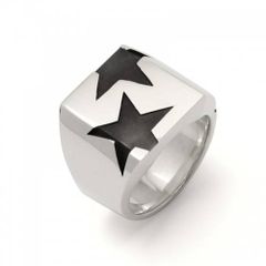 BIG THREE STAR PINKY RING silver