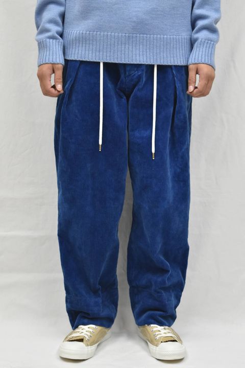 ワンタックコーディロイワイドパンツ ブルー /アレフルード