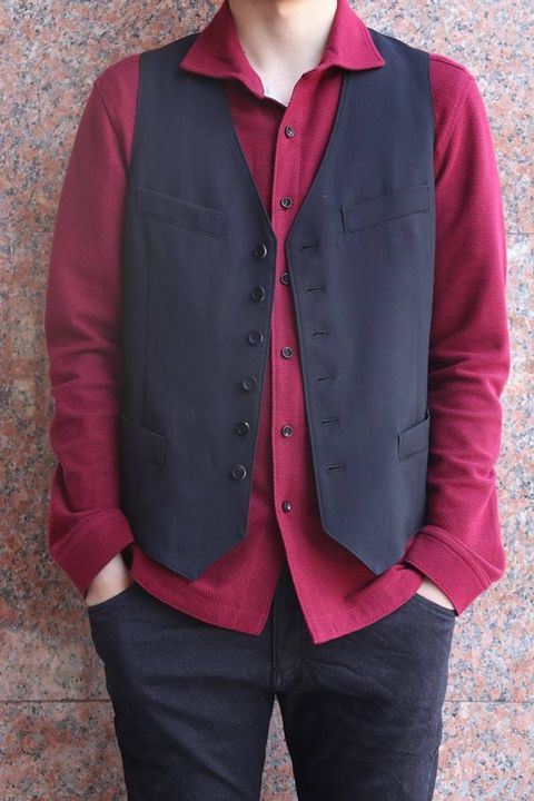 Vest ベスト GabadineStretch / Black 【kiryuyrik】