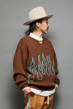 ファイヤー刺繍モヘヤニット ブラウン 【A(LeFRUDE)E】