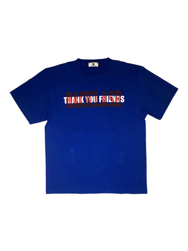 コラボ crew neck t-shirts BLUE【M × ISAMUKATAYAMA BACKLASH】