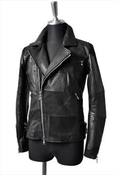 Patchwork Leather Double Rider’s Jacket 黒 【Bennu】