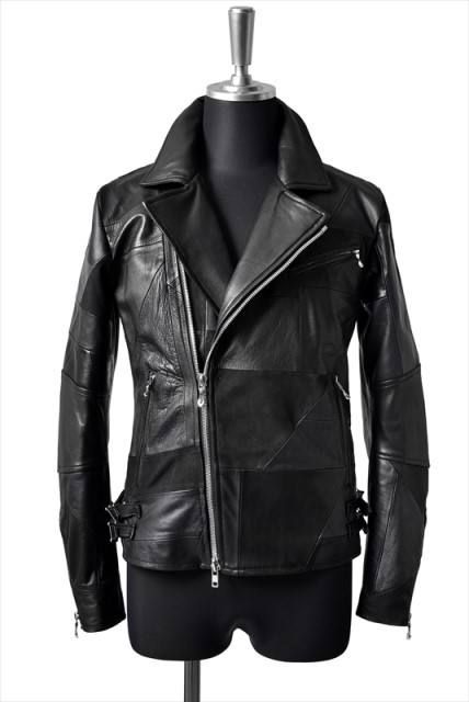 Bennu - Patchwork Leather Double Rider's Jacket 黒 【Bennu】 | BRYAN