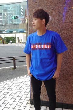 コラボ crew neck t-shirts BLUE【M × ISAMUKATAYAMA BACKLASH】
