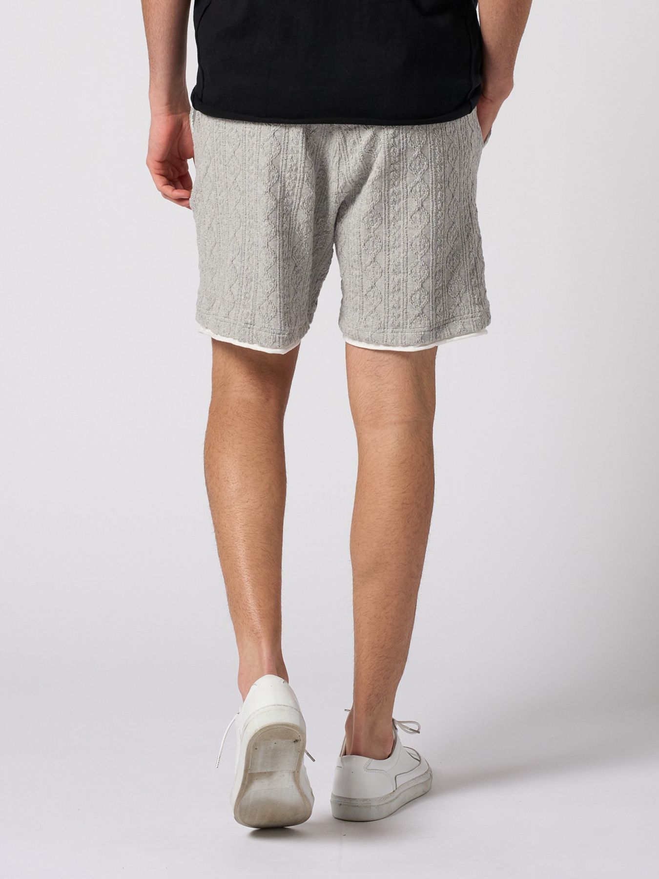 【予約品 1月25日(日) 締切】jacquard summer knit shorts / ジャガード サマーニット ショーツ / 杢グレー