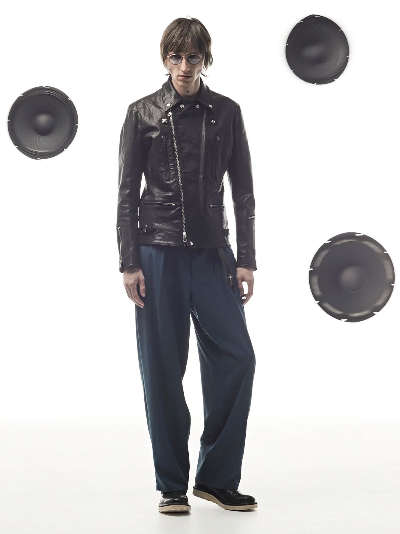 Polyester Stretch Twill Barrel Wide Pants / ポリエステル ストレッチ ツイル バレル ワイドパンツ / ブルーグリーン