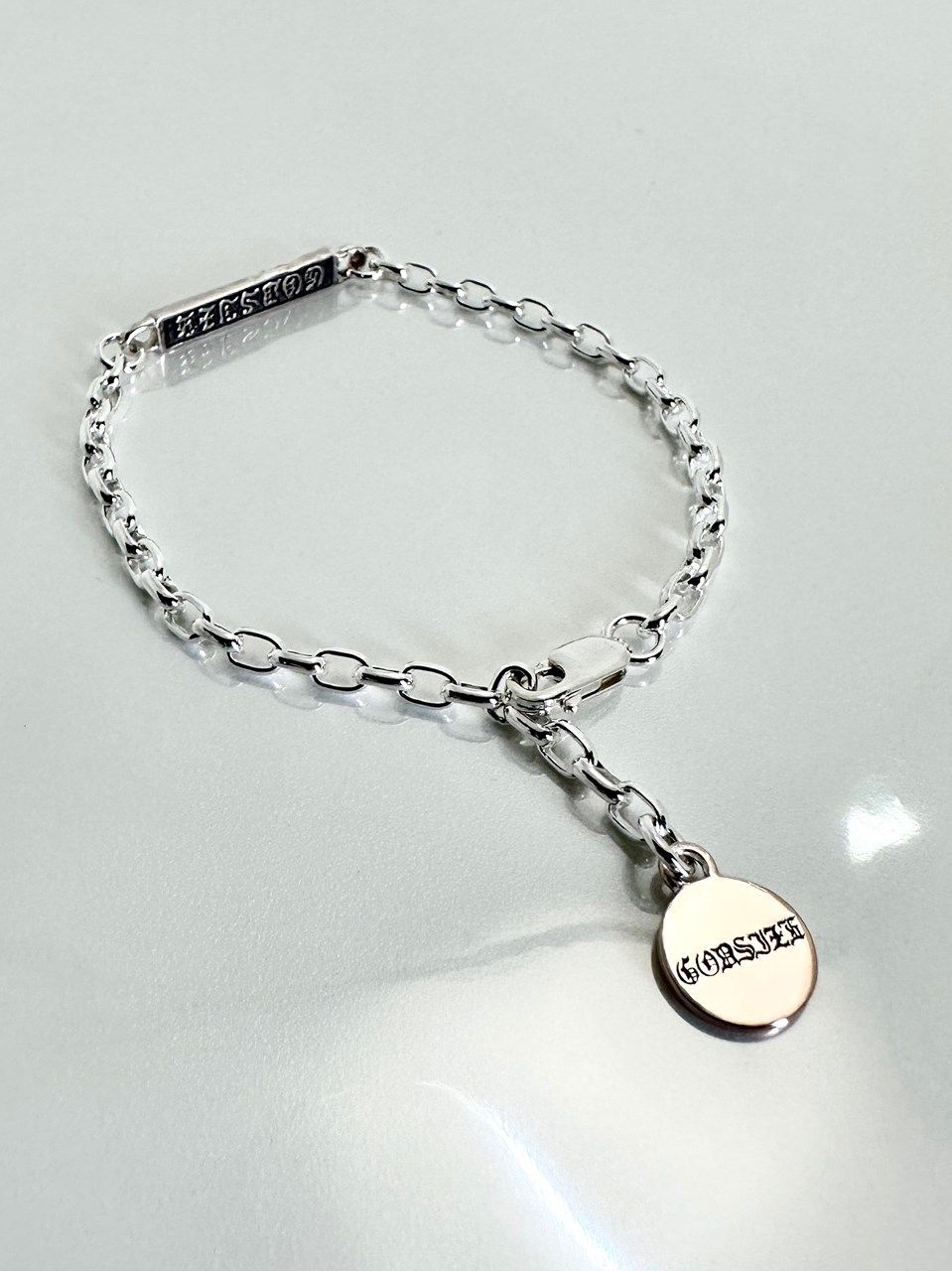 《受注生産》 GODSIZE® I.D. TAG with #2 CHAIN BRACELET with CIRCLE / ゴッドサイズ® I.D.タグ#2チェーンブレスレットウィズサークル 【注文から2-3週間後入荷予定】