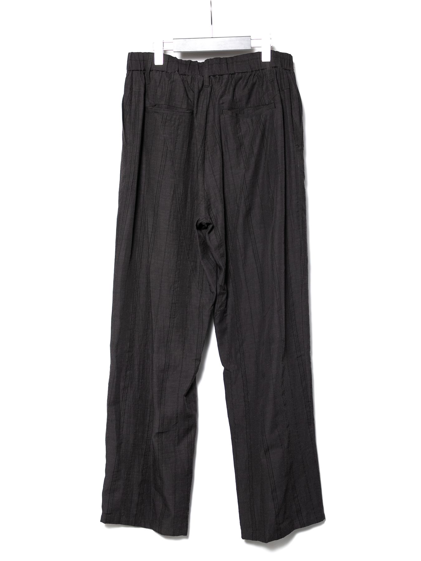 【予約品 10月12日(日) 締切】Rayon Cotton Linen Stripe Barrel Wide Pants / レーヨン コットン リネン ストライプ バレル ワイド パンツ / グレー
