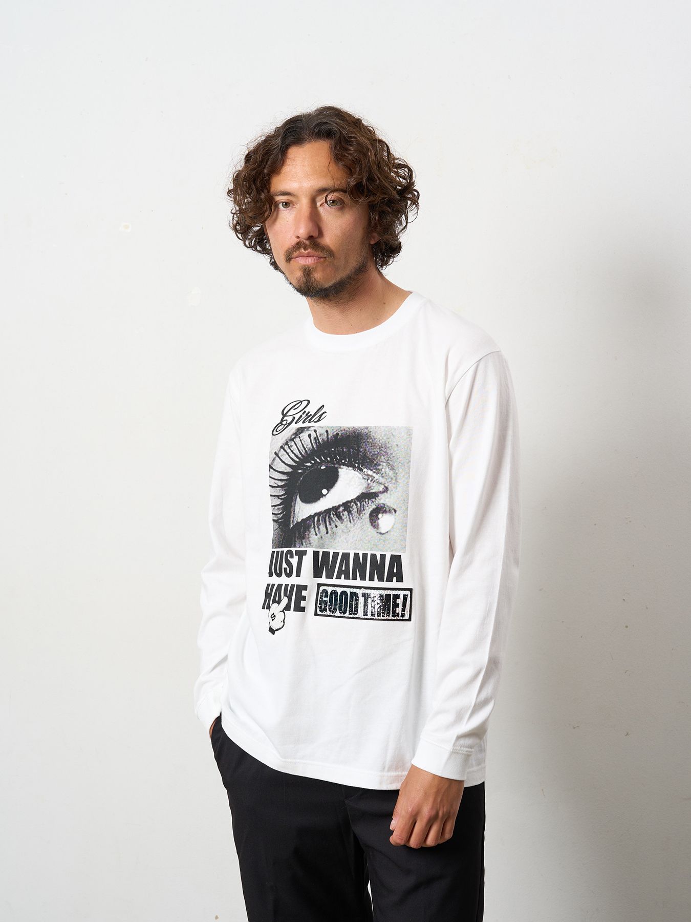 【予約品 5月8日(木) AM10時 締切】 5.6ozコットン天竺JUST WANNA HAVE FUNSシークイン LS Tシャツ / ホワイト