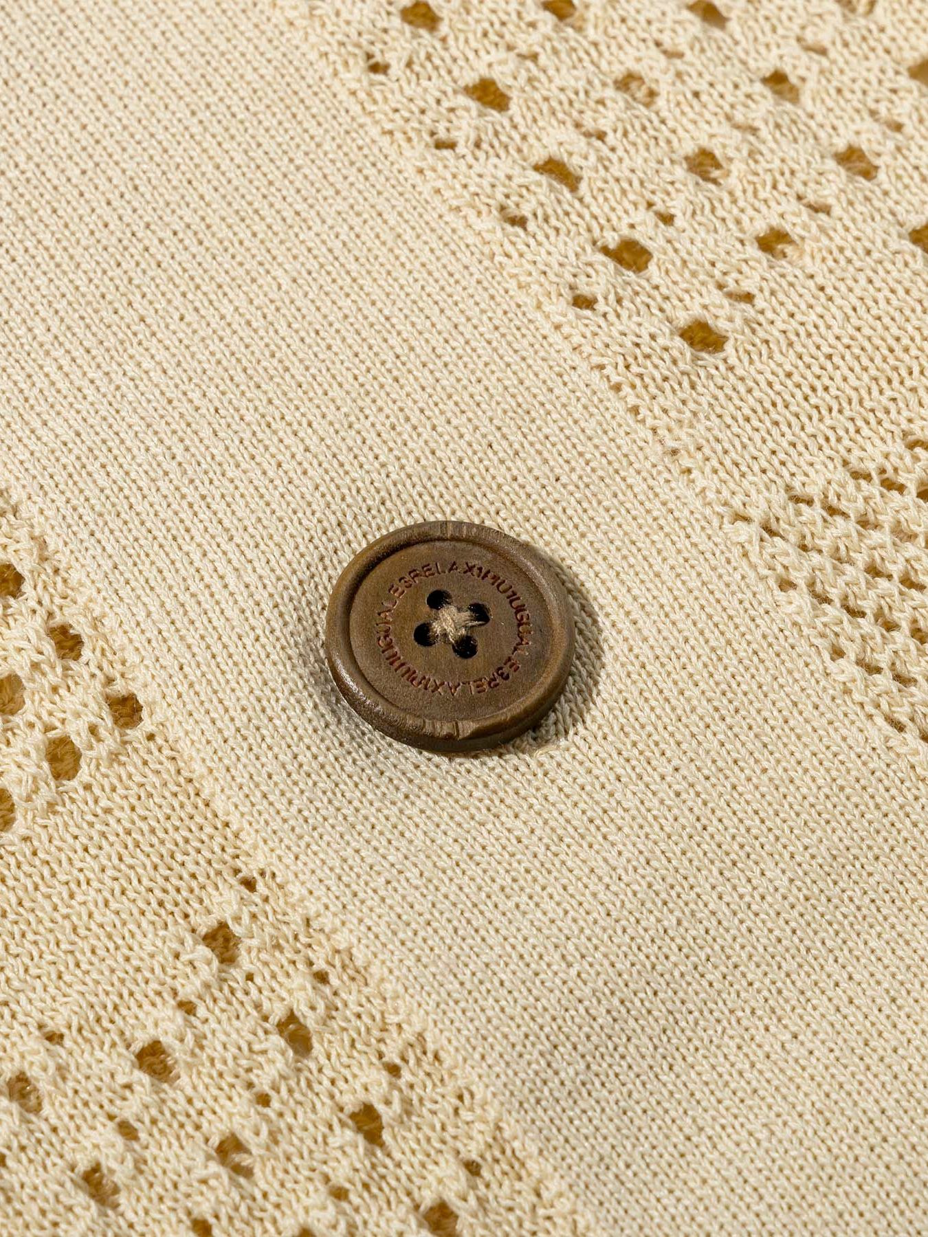 ブロックメッシュニットオープンカラーシャツ / ホワイト