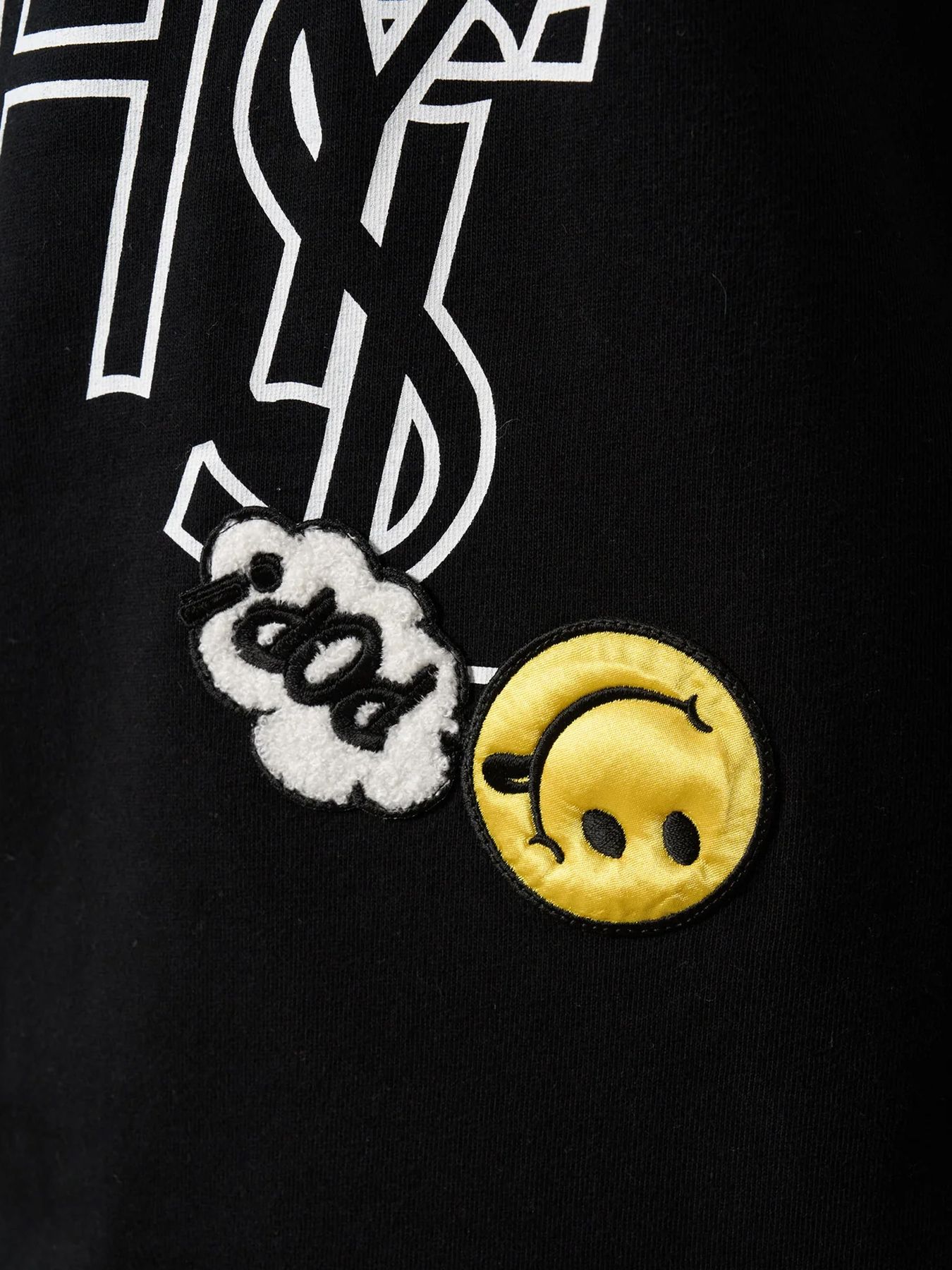 5.6ozコットン天竺 WHYSL/サガラパッチワーク LS Tシャツ / ブラック