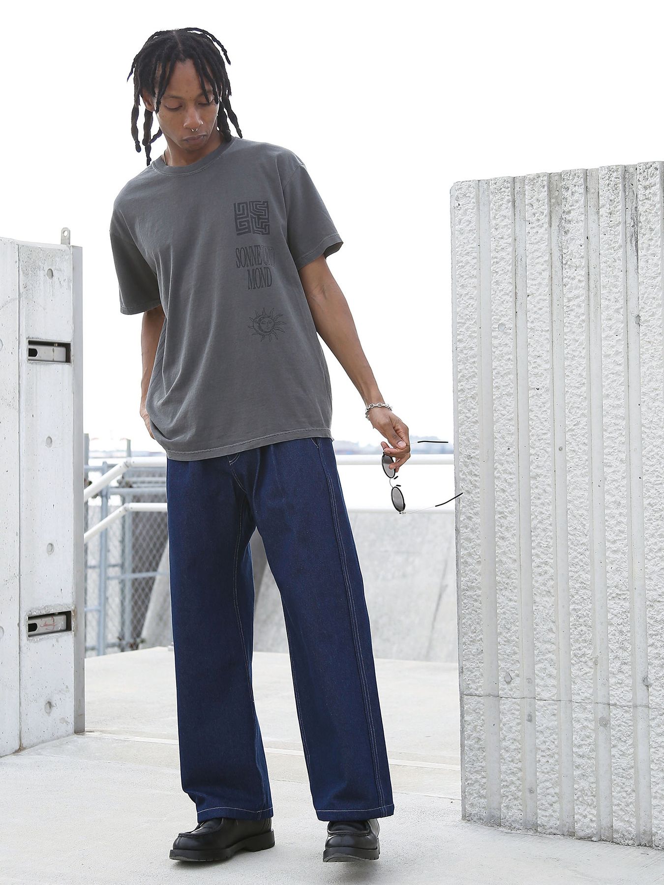 DENIM-MESH PANTS / インディゴ【QUOLT】