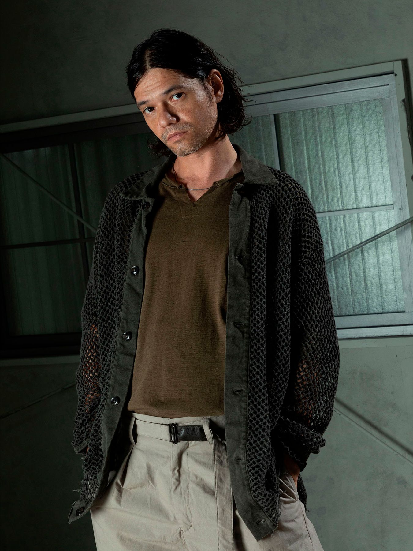 【予約品 11月9日(月) 締切】TRAWLCARDIGAN / ピグメントメッシュカーディガン / サンド