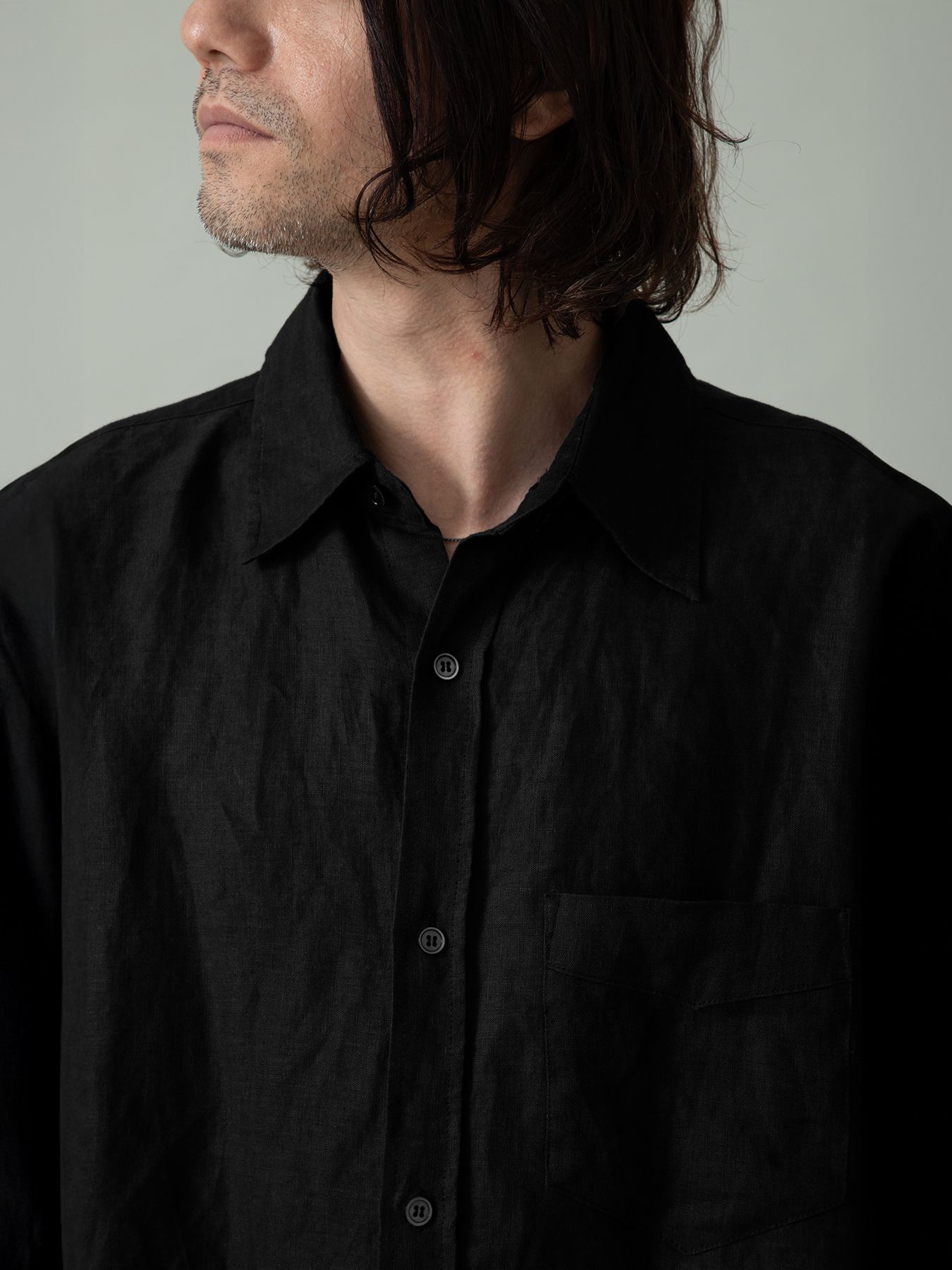 【予約品 2月1日(日) 締切】GATHERLINEN SHIRTS / リネンシャツ / ブラック